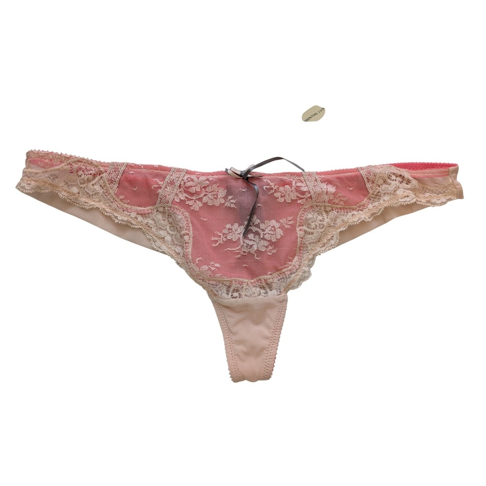 Elle MacPherson Lace Thong Size Large Cameo Rose NWT‎